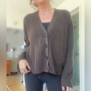 Jenni Kayne cropped cashmere cocoon cardigan in chocolate